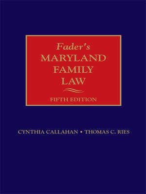 cover image of Fader's Maryland Family Law